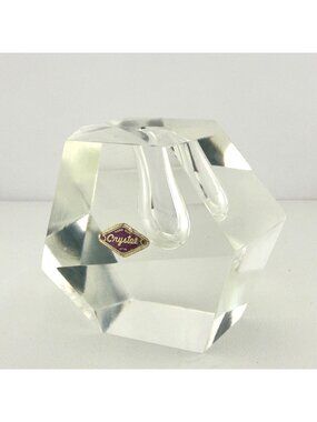 Mid Century Modern Cut Crystal Blossom Vase Paperweight Made in Japan